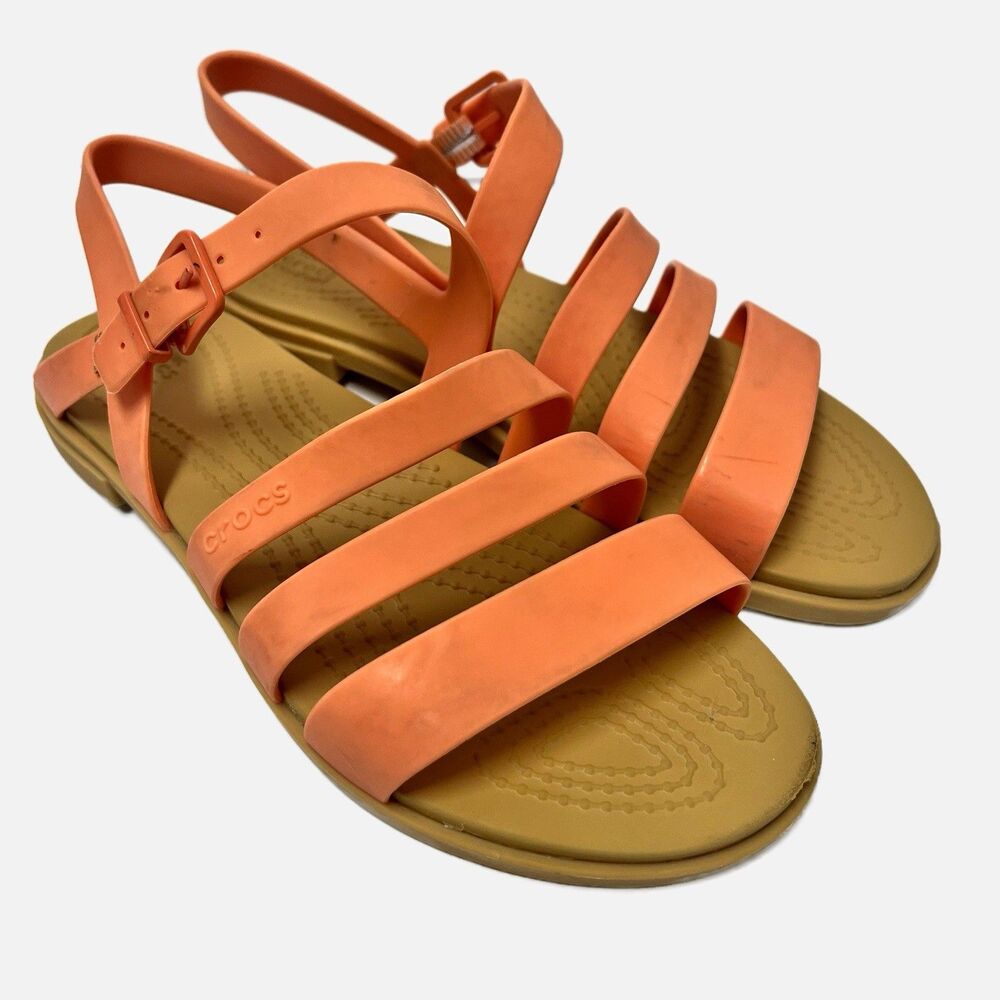 Crocs Tulum Peach & Tan Strap Sandals Women’s Size 5